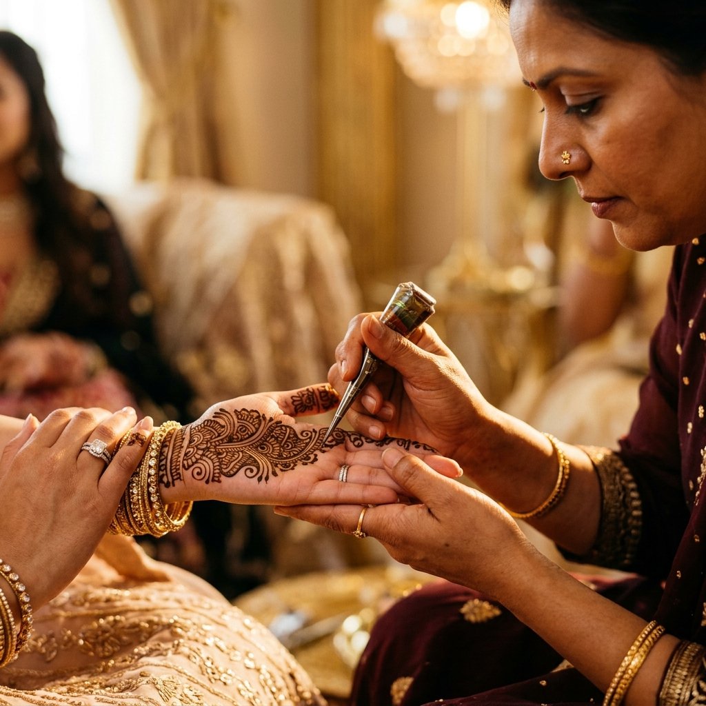Professional Mehndi Artist at Work